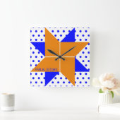 Horloge Carrée Pale Star- Orange & Bleu (Maison)