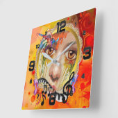 Horloge Carrée Palette Artiste (Angle)