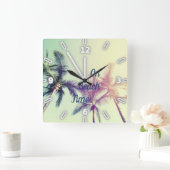 Horloge Carrée Palm, Plage tropicale, Été (Maison)