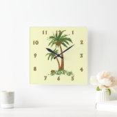 Horloge Carrée Palm Tree Wall Clock (Maison)
