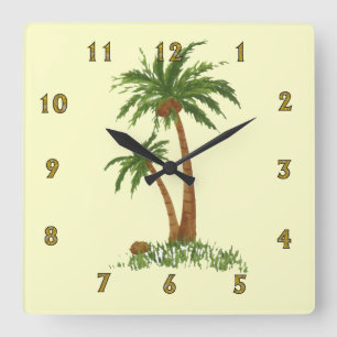 Horloge Carrée Palm Tree Wall Clock