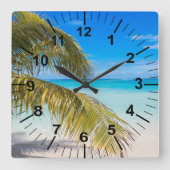 Horloge Carrée Palm Trees Beach Theme Wall Clock (Recto)