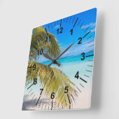 Horloge Carrée Palm Trees Beach Theme Wall Clock (Angle)
