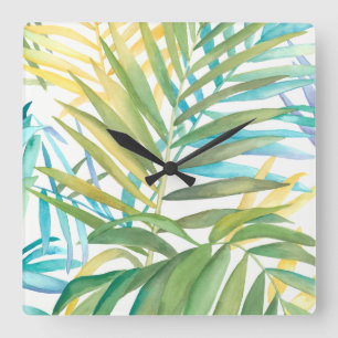 Horloge Carrée Palmettes tropicales