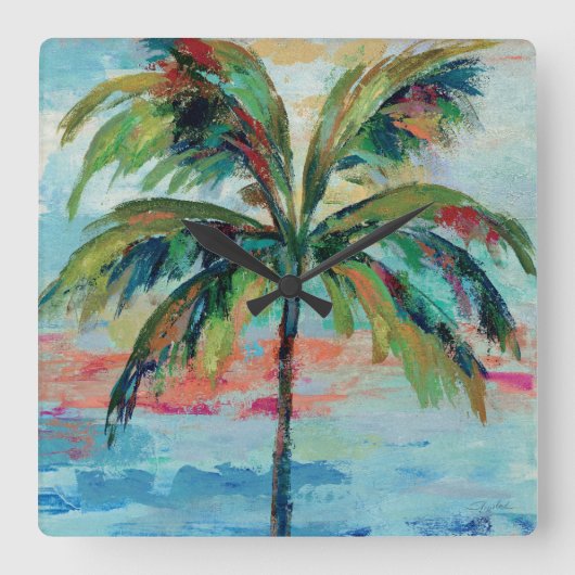 Horloge Carrée Palmier tropical de | (Recto)