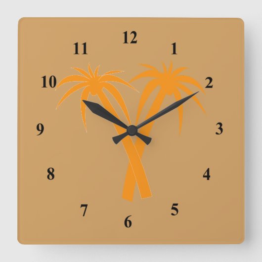 Horloge Carrée Palmiers élégants dans le désert (Recto)