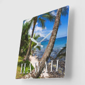 Horloge Carrée Palmiers le long de la plage Hideaways (Angle)