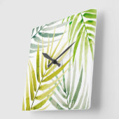 Horloge Carrée Palmiers ombres (Angle)