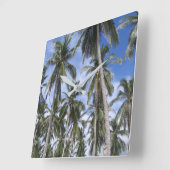 Horloge Carrée Palmiers tropicaux (Angle)