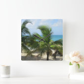 Horloge Carrée Palmiers tropicaux (Maison)