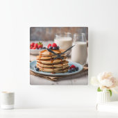 Horloge Carrée Pancakes and Milk (Maison)