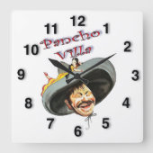 Horloge Carrée Pancho Villa 🎖️ Héros Général Mexicain (Recto)