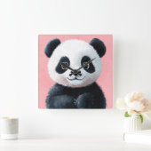 Horloge Carrée Panda bébé mignonne avec grands yeux - Enfants (Maison)