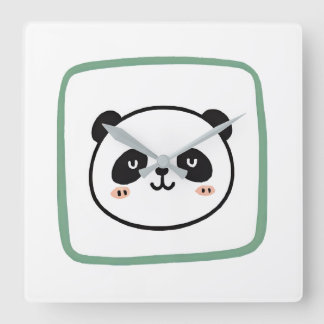 Horloge Carrée Panda head minimalist graphic icon