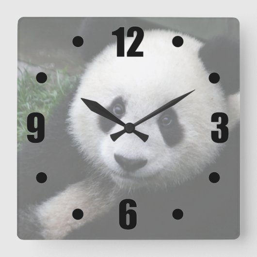 Horloge Carrée Panda souriant (Recto)