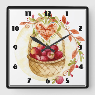 Horloge Carrée Panier à pommes