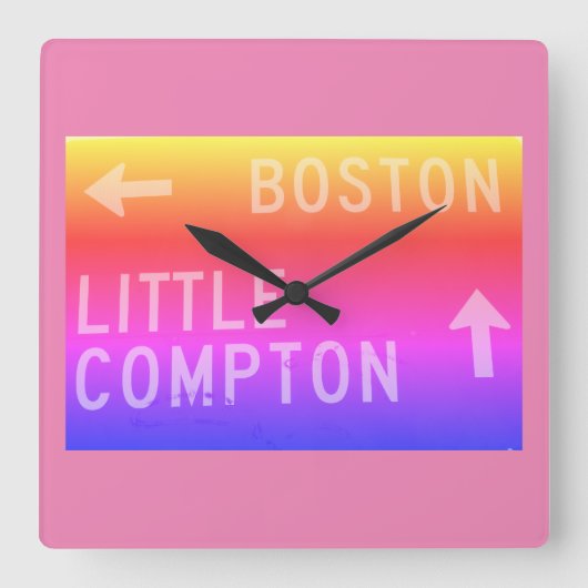 Horloge Carrée Panneau arc-en-ciel de Boston, Little Compton, RI (Recto)