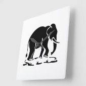 Horloge Carrée Panneau de trekking des éléphants asiatiques devan (Angle)