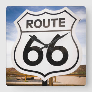 Horloge Carrée Panneau routier Route 66, Arizona
