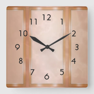 Horloge Carrée Panneaux de marbre de moka
