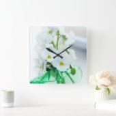 Horloge Carrée Pansies blanches (Maison)