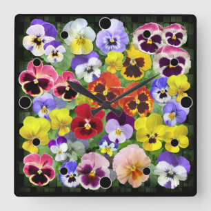 Horloge Carrée Pansies de Pretty