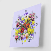 Horloge Carrée Pansy time (Angle)