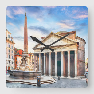 Horloge Carrée Panthéon Rome Italie Voyage Europe Vintage