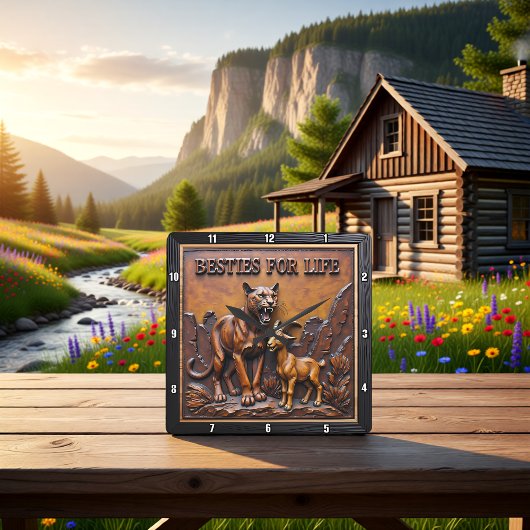 Horloge Carrée Panther Goat Dark Forest