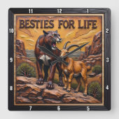 Horloge Carrée Panther Goat Pair Mountain (Recto)