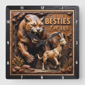 Horloge Carrée Panther Goat Scenic Mountain (Recto)