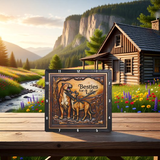 Horloge Carrée Panther Goat Textured Forest