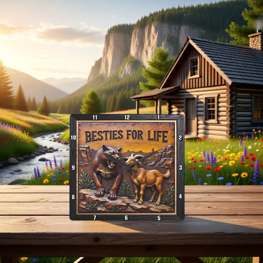 Horloge Carrée Panther Goat Unlikely Forest