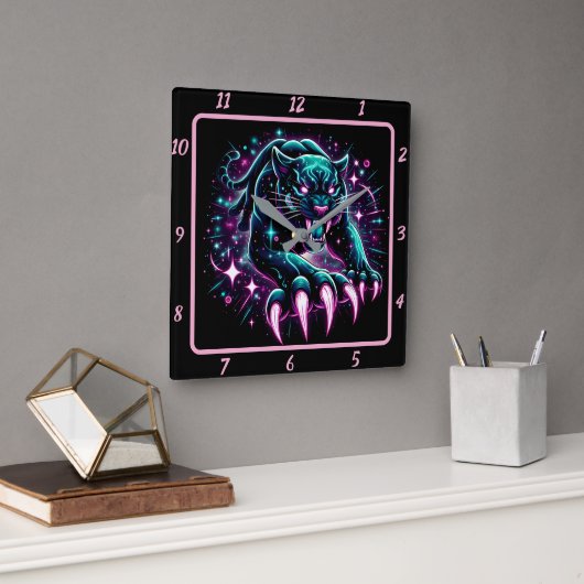 Horloge Carrée Panthère Lumineuse Phantom Timepiece Glow (Bureau)