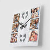 Horloge Carrée Papa : Famille, Amour, Souvenirs gris (Angle)