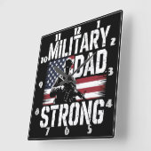 Horloge Carrée Papa militaire : Soldat, Drapeau, Fort (Angle)