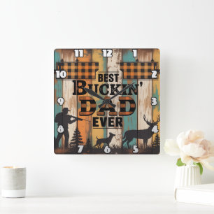 Horloge Carrée papa wolf légende, mythe humain fort, animal robus