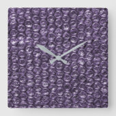 Horloge Carrée papier bulle violet (Recto)