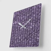 Horloge Carrée papier bulle violet (Angle)
