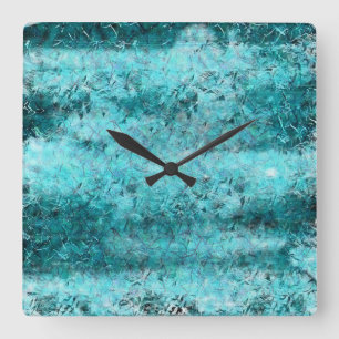 Horloge Carrée Papier néon bleu effilé