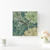 Horloge Carrée Papier peint Motif échantillon avec Chrysanthemum (Maison)