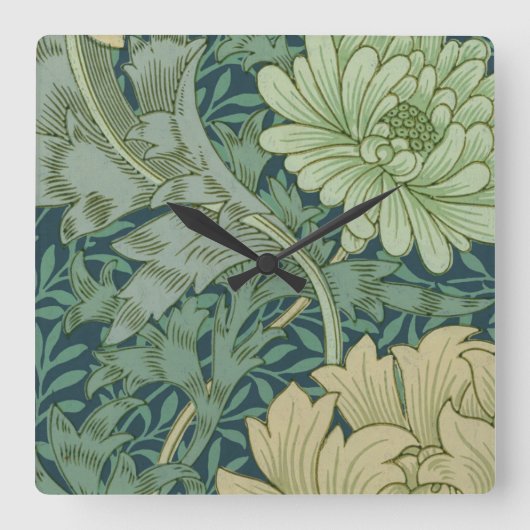 Horloge Carrée Papier peint Motif échantillon avec Chrysanthemum (Recto)