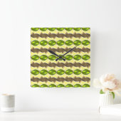 Horloge Carrée papier peint rétro (Maison)