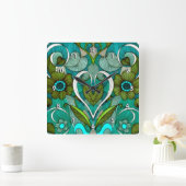 Horloge Carrée Papier peint Turquoise Vintage (Maison)