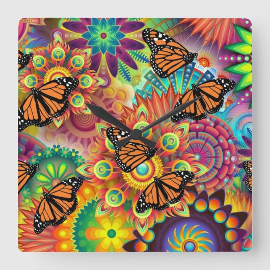 Horloge Carrée Papillon (Recto)