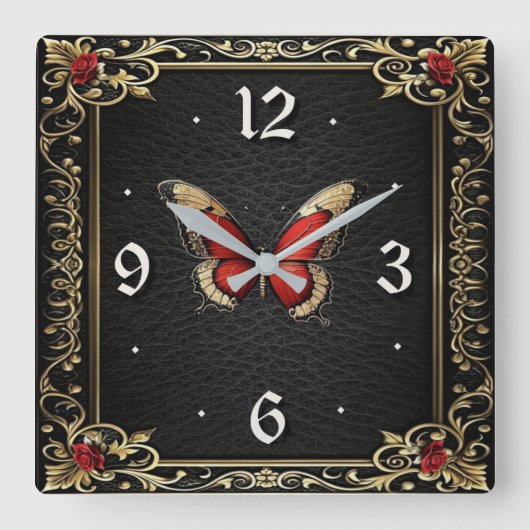 Horloge Carrée Papillon Art Déco  (Recto)