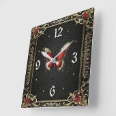 Horloge Carrée Papillon Art Déco  (Angle)