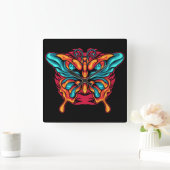 Horloge Carrée Papillon avec œ (Maison)