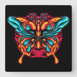 Horloge Carrée Papillon avec œ