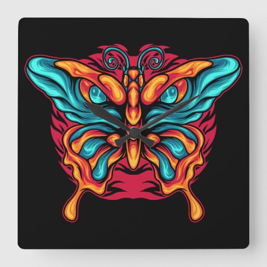 Horloge Carrée Papillon avec œ (Recto)